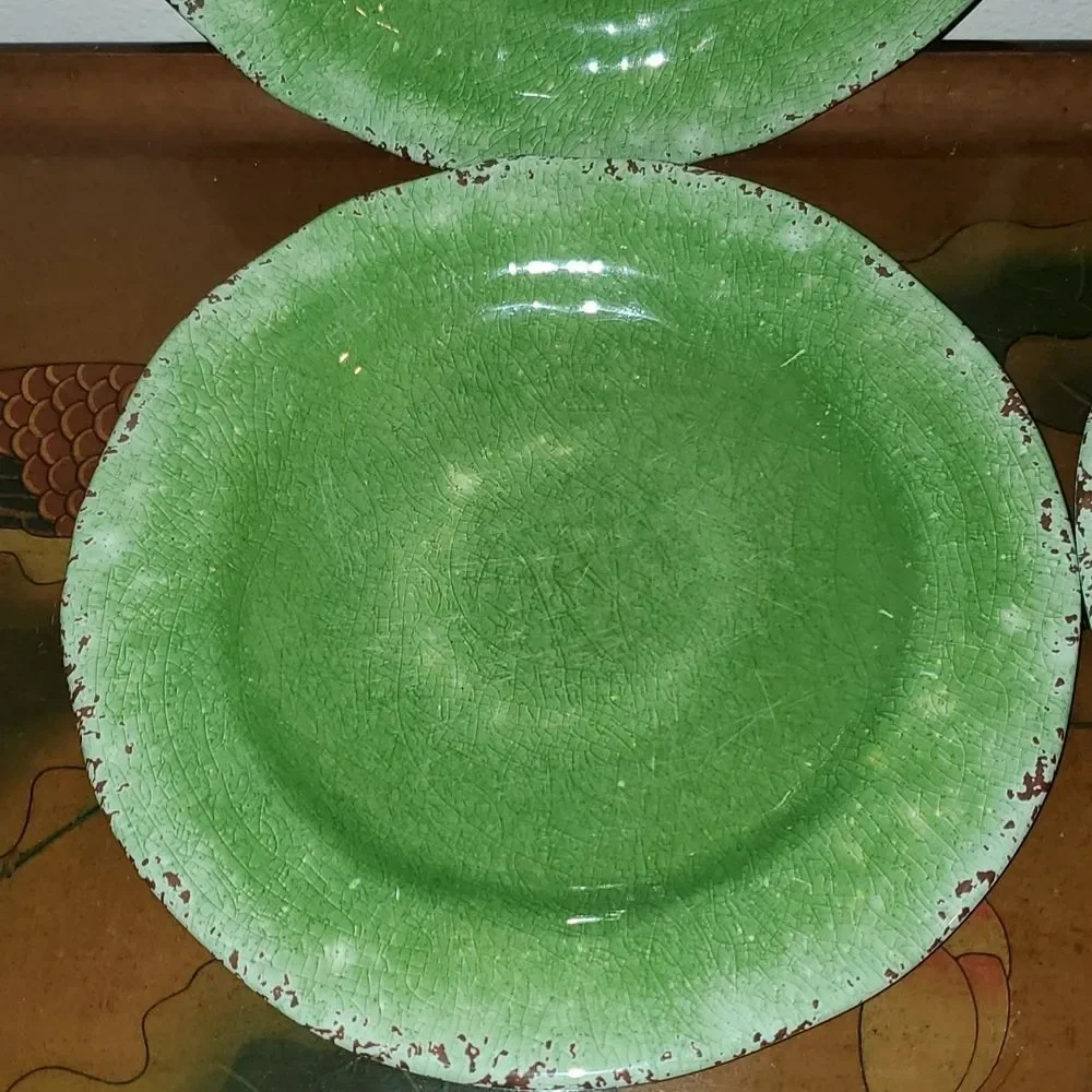 Pier 1 Carmelo Green Crackle Melamine Dinner Plate 11